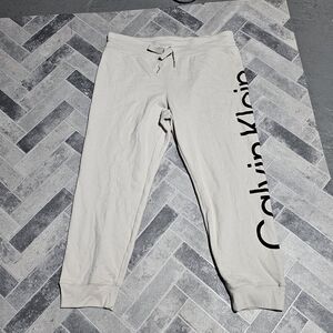 New Calvin Klein Performance Women's Graphic Joggers Cream Size XXL